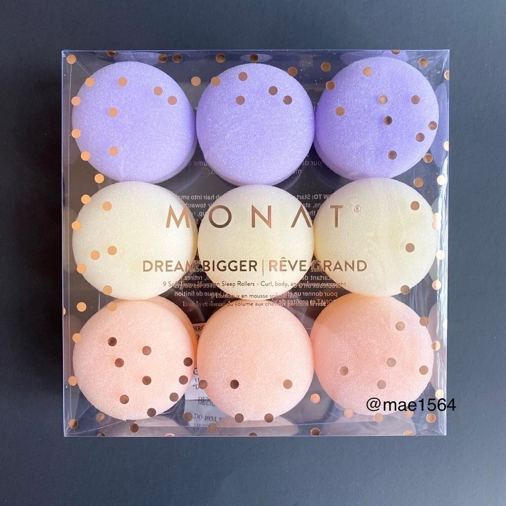 Monat Dream Bigger Macaron Sleep In Foam Rollers Sponge NWT Purple Yellow Pink